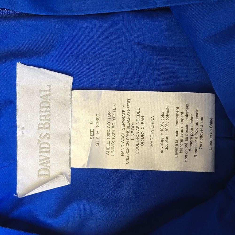 Davids Bridal Blue Formal Dress, Womens Size 6 - Picture 2 of 8